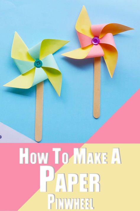 Summer Windmill Craft, Pinwheel Crafts For Kids, Paper Pinwheel Diy, Fun Preschool Crafts, How To Make Pinwheels, Make Com Glitter, Pinwheel Craft, Diy Pinwheel, Kindergarten Spring