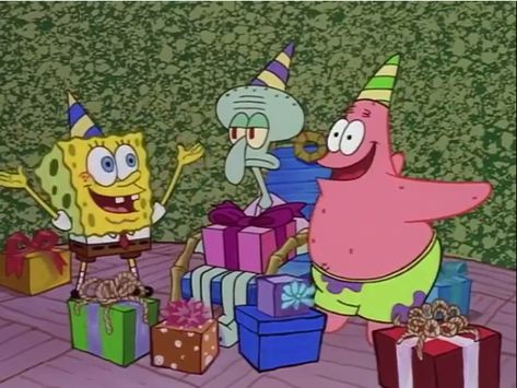 Squidward Birthday, Spongebob Happy, Spongebob And Patrick, Spongebob Pics, Spongebob Cartoon, Spongebob Birthday Party, Squidward Tentacles, Spongebob Party, Birthday Cartoon