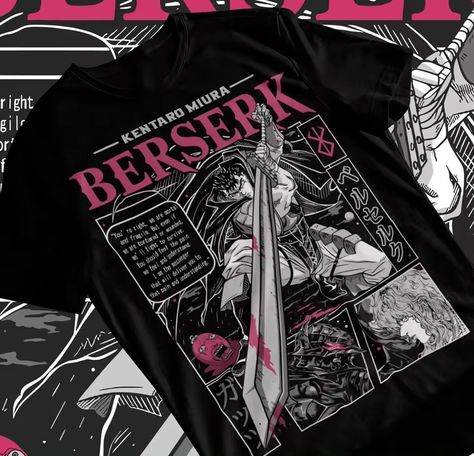 Berserk Design, Guts Berserker, Berserk T Shirt, Horror Anime, Berserk Manga, Kentaro Miura, Anime Gifts, Beach Trip, Tee Shirt