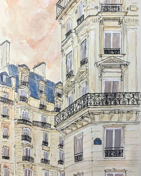 Watercolor Backdrop, 2022 Aesthetic, Iron Balcony, Travel Architecture, Streets Of Paris, French Architecture, Travel Music, Paris Aesthetic, Preppy Summer