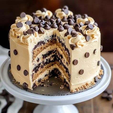 Hello, Dessert Enthusiasts! What if I told you that you could combine the two greatest desserts of all time—cookies and cake—into one spectacular creation? This Chocolate Chip Cookie Dough Layer Chocolate Chip Cookie Layer Cake, Hello Dessert, Cookie Layer Cake, Chocolate Chip Cookie Dough Cake, Dessert Quotes, Cookie Dough Filling, Cookie Dough Cake, Two Layer Cakes, Ultimate Chocolate Chip Cookie