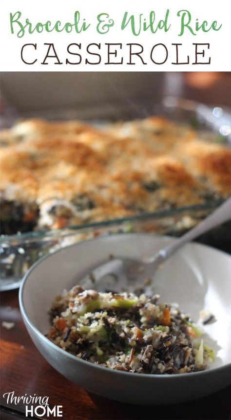 Broccoli and wild rice casserole. Full of flavor, packed with healthy ingredients and freezer friendly. Recipe For Broccoli, Thriving Home, Wild Rice Casserole, Healthy Freezer Meals, Breakfast Casserole Easy, Freezer Meal, Freezer Cooking, Easy Bread Recipes, Rice Casserole