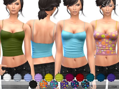 ekinege's Spaghetti Strap Top Sims 4 Off Shoulder Top, Sims 4 Cc Female Tops, Sims Wardrobe, Gallery Poses, Sims3 Cc, Sim4 Cc, Sims 3 Mods, Clothes Cc, 2000s Tops