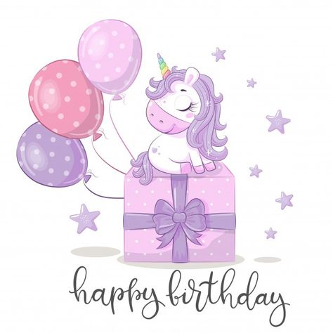 Happy Birthday Unicorn Image, Unicorn Happy Birthday, Cute Rainbow Unicorn, Gift Tags Birthday, Gift Cartoon, Unicorn Card, Unicorn Illustration, Unicorn Invitations, Birthday Star