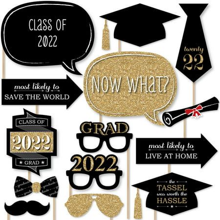 If you are going to have a Graduation photo booth, then having the best photo booth props is a must. Our Graduation Party - Gold - 2023 Grad Photo Booth Prop cutouts will help you easily create fun party photos at your Graduation Party. The photo booth prop kit comes with 20 pieces and is ready for quick assembly. Simply add the included wooden dowels to each prop, attaching with the included clear stickers, and display alongside a fun graduation photo booth backdrop. Your party guests will enjo Grad Photo Booth, Graduation Party Photo Booth Props, Graduation Party Photo Booth, Graduation Photo Props, Graduation Photo Booth Props, Diy Photo Booth Props, Graduation Photo Booth, Party Photo Booth Props, Gold Graduation Party