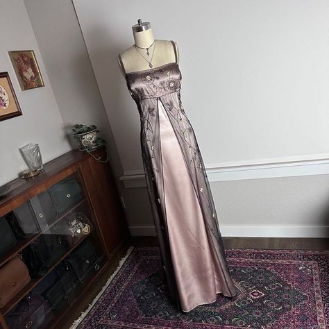 Sheer 90s Dress, Vintage Prom Dresses 90s Pink, Vintage Formal Dresses Long Classy, 2000s Prom Dress Aesthetic, Prom Dresses 2000, 00s Prom Dress, Early 2000s Prom Dress, Whimsigoth Prom Dress, Prom Dresses 2000s