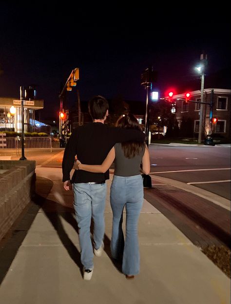 Couple, couples photoshoot, couples aesthetic, walking couple, couple poses, couple goals, fall couple, outfit, city aesthetic, city couple, late night photography Aesthetic Walking, Night Walking Aesthetic, Walking Poses, City Couple, Fall Couple, Dream Dates, Poses Couple, Couple Walking, Couples Walking