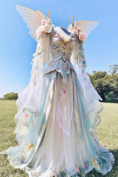 Angel Cottagecore Aesthetic, Witches Ball, Fairycore Fashion, Spring Court, Fairy Cosplay, Ball Aesthetic, Magical Dress, Ren Fair, Spring Fairy