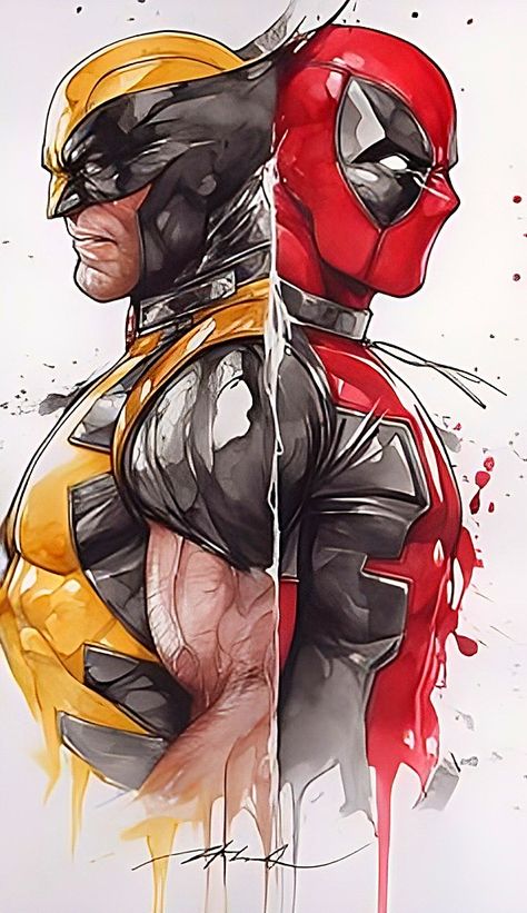 Deadpool Wolverine Art, Deadpool And Wolverine Drawing, Deadpool And Wolverine Art, Deadpool And Wolverine Fan Art, Deadpool And Wolverine Wallpaper, Wolverine And Deadpool, Deadpool Art, Wolverine Art, Marvel Superheroes Art