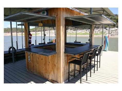 Lake Dock Ideas, Docks Lake, Bar With Seating, Lake House Dock, Dock Bar, Austin Texas Homes, Dock Design, Dock Ideas, Boat Docks