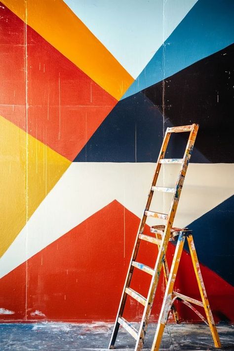 "Bring creativity to your walls with DIY Geometric Wall Paint! 🛠️🎨 Perfect for making a stylish and artistic statement. 🌟✨ #GeometricInspiration #DIYProjects #HomeDesign" Geometry Wall Design, Geometric Painted Accent Wall, Diy Geometric Wall Paint, Diy Geometric Wall, Geometric Mural, Geometric Wall Mural, Geometric Wall Paint, Ceramics Studio, Wall Murals Painted