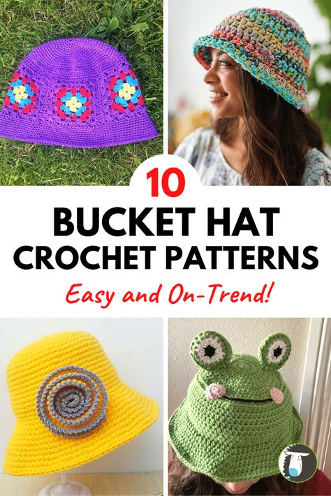 10 Celeb-Inspired Crochet Bucket Hat Patterns — Blog.NobleKnits Animal Bucket Hat Crochet Pattern Free, Crochet Bucket Hat Free Pattern Men, Crochet Bucket Hats Free Pattern, Diy Crochet Bucket Hat, Bucket Hat Patterns, Crochet Hats Patterns, Crochet Bucket Hat Free Pattern, Wool Hat Pattern, Crochet Bandanas