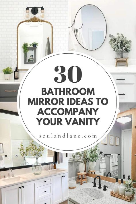 Frameless Bathroom Mirror Ideas, Small Bathroom Vanity Mirror, Two Mirrors One Sink In Bathroom, Vanity Mirror Ideas Bathroom, Large Bathroom Mirror Ideas, Small Bathroom Mirror Ideas, Mirrors In Bathroom, Double Vanity Mirror Ideas, Bathroom Mirror And Lighting Ideas