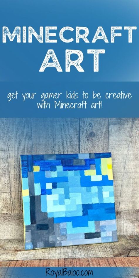 Get your gaming kids excited about art with this Minecraft art idea! Elementary Art Games, Game Painting Ideas, Minecraft Art Ideas, Minecraft Canvas, Minecraft Artwork, Upper Elementary Art, Open Ended Art, Printmaking Projects, Name Paintings