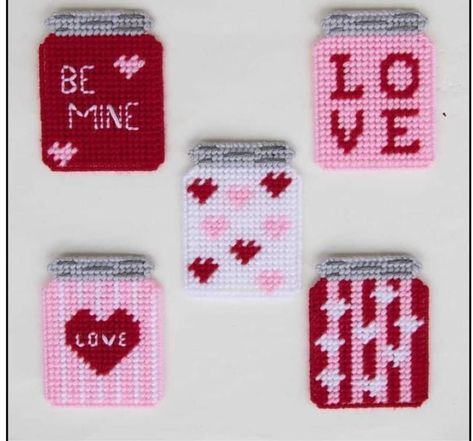 Valentine Plastic Canvas Patterns Free, Valentines Plastic Canvas, Free Plastic Canvas Patterns, Valentine Canvas, Free Plastic Canvas, Valentines Coasters, Canvas Ornaments, Dollhouse Books, Plastic Canvas Ornaments