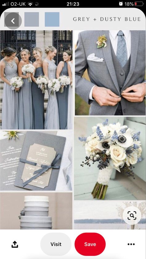 Marine Wedding Colors, Blue Color Palette Wedding, Steel Blue Weddings, Gray Wedding Party, Wedding Fest, Grey Wedding Theme, Silver Wedding Theme, Wedding Motif, 25th Wedding Anniversary Party