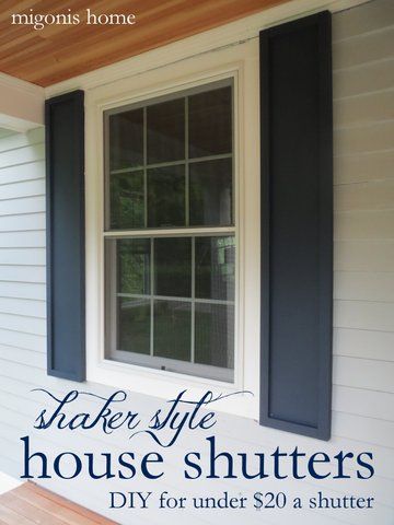 Shaker style house shutters. Jendela Vintage, Outdoor Window Shutters, Shutters Diy, Modern Shutters, Window Shutters Exterior, Outdoor Shutters, Diy Exterior, Black Shutters, House Shutters