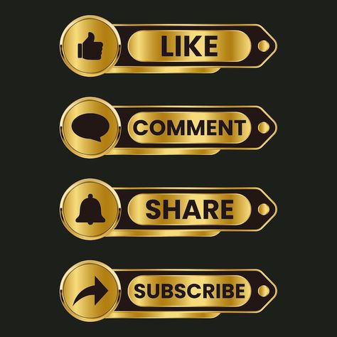 Vector youtube golden like comment share... | Premium Vector #Freepik #vector #youtube-like #youtube-subscribe #youtube #subscribe-icon Like Subscribe Logo, Like Share And Subscribe Logo, Subscribe Icon, Banner Background Design, Fire Background, Share Logo, Like Share Comment Subscribe, Youtube Facts, Indian Flag Wallpaper