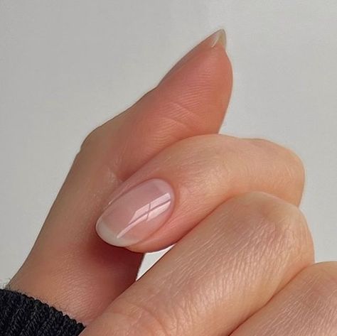 Georgia Rae on Instagram: "Naked French 🤍

Enhancing the natural beauty of your nails

I use all sheer shades - a pink for the base and a milky white for the tips to colour correct and brighten 🤍

Base shade ‘Sweet Candy Breath’
Tip shade ‘Donna’

@biosculpturegelgb 

🤍

#naturalnails #frenchmanicure #nudenails #londonnails #healthynails #manicure #ovalnails" Short Nail Clear Designs, French Chic Nails, Natural Nails Clear Polish, Naked French Manicure, Short Clean Nails Natural, Soft French Tip, Muted French Manicure, Clear Gel Manicure, Short Clear Nails