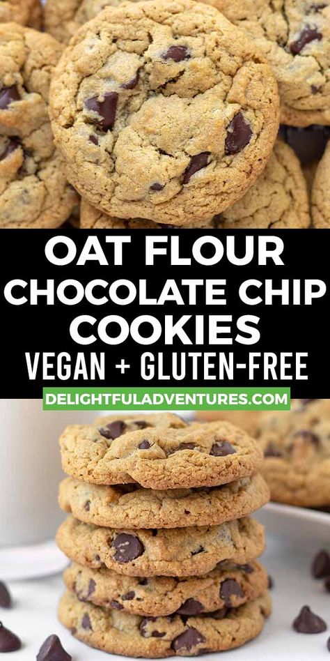 Oat Flour Chocolate Chip Cookies, Oat Flour Cookies, Dairy Free Chocolate Chip Cookies, Vegan Gluten Free Cookies, Cookies With Chocolate Chips, Egg Free Cookies, Cookies With Chocolate, Dairy Free Cookies, Gluten Free Chocolate Chip Cookies