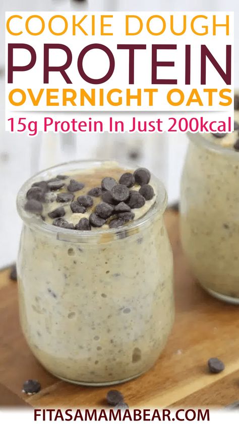 Packed with the perfect blend of oats, protein, and cookie dough flavor these protein overnight oats are a guilt-free snack! @fitasamamabear Cookie Dough Oats, Best Vegan Protein Powder, Oats Protein, Cookie Dough Protein, Oats Recipes Breakfast, Breastfeeding Snacks, Protein Overnight Oats, Best Vegan Protein, Protein Cookie Dough