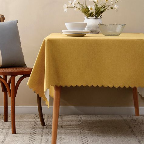 Eider & Ivory™ Addre Solid Color Square Birthday Tablecloth | Wayfair Scalloped Tablecloth, Elegant Tablecloth, Outdoor Tablecloth, Stylish Tables, Tablecloth Fabric, Rectangle Table, Inspired Living, Outdoor Events, Table Cover