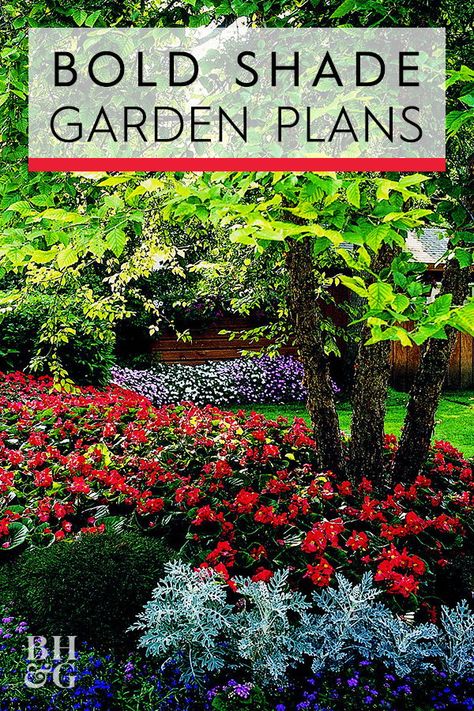 Enjoy beautiful color all spring and summer with this easy-to-grow shade garden plan. Ferns and hardy perennials create clean loops around the trunk of a tree. #shadegarden #plantsthatgrowinshade #summergardening #bhg Easy Garden Ideas Landscaping, Shade Landscaping, Shade Garden Design, Tattoo Plant, Shade Garden Plants, Shade Gardens, Garden Plan, Garden Wallpaper, Shade Flowers