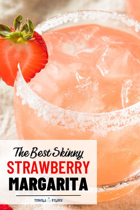 The Best Skinny Strawberry Margarita Easy Strawberry Margarita Recipe, Easy Strawberry Margarita, Gallon Margarita Recipe, Marg Recipe, Tequila Drinks Easy, Low Cal Drinks, Strawberry Tequila, Strawberry Margarita Recipe, Margarita Drink