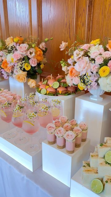 C&T | Creative Catering on Instagram: "Ayesha’s Bridal Shower 🌸🥂 #bridalshower #weddingstyle #florals" Bridal Shower Pastel, Grad Party Theme, Creative Catering, Event Exhibition, Event Food, Grad Party, Grad Parties, Paint Ideas, Party Time