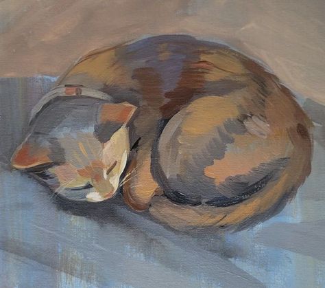 Anna Cherkashina on Instagram: "Day 19 #stradaeasel Quick sketch of my cat Busya. It is the best part of staying inside in winter - paint curled up sleeping cat! #strada #stradachallenge #stradachallenge2023 #catsketch #catpainting #cat #curledcat #sleepingcat" Sleeping Drawing, Calming Cat, Cat Sketch, Ap Art, Quick Sketch, Cat Painting, Cat Drawing, My Cat, Painting Inspiration