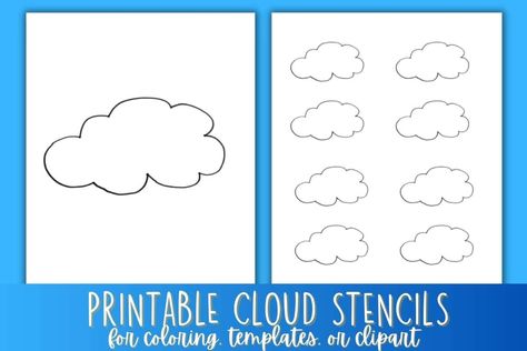 Free Printable Cloud Stencil Template Art Different, Template Love, Easter Bunny Template, Christmas Tree Stencil, Cloud Template, Weather Crafts, Cloud Craft, Cloud Stencil, Bunny Templates