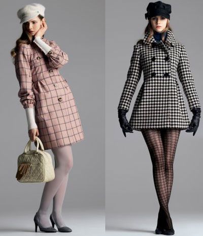 60S Look | Left: Pink check wool coat £70, Angora baker boy hat £8, Leather ... Outfits 60s, 60s Fashion Trends, 60’s Fashion, 60s 70s Fashion, Sixties Fashion, Century Clothing, Jane Birkin, Mod Fashion, Contemporary Designs