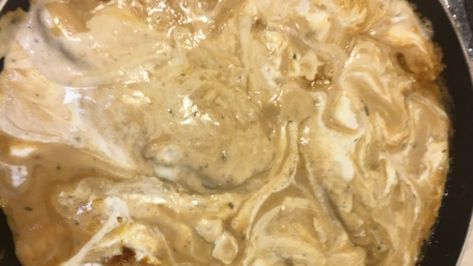 Very easy and delicious. This recipe makes is own gravy and can be served with mashed potatoes or over rice. Mushroom Soup Pork Chops, Skillet Pork Chops, Pan Fried Pork Chops, Mushroom Sauce Recipe, Glazed Pork Chops, With Mashed Potatoes, Creamy Mushroom Sauce, Cream Of Mushroom, Boneless Pork Chops