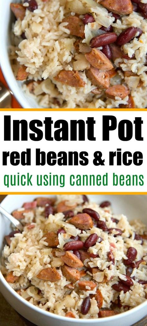 Instant Pot red beans and rice recipe ever! Really easy to make and cheap too. Great pressure cooker dinner idea that's hearty and packed with lots of flavor. Instant Pot Beans And Rice, Instant Pot Beans, Kielbasa Sausage Recipes, Rice With Sausage, Pot Beans, Red Beans And Rice Recipe, Red Beans N Rice Recipe, Healty Dinner, Red Beans And Rice