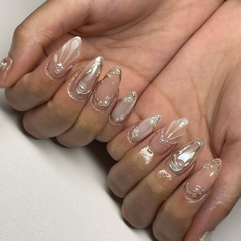 🧚 Ib: @amys.clients Nail Art Inspo Aesthetic, Nails Cute Aesthetic, Ateez Nails, Shell Nails, Aesthetic Nails, Gel Nails Diy, Simple Gel Nails, Acrylic Nails Coffin Pink, Almond Acrylic Nails