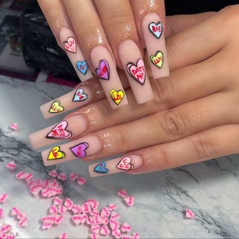 Nail Designs Valentines, Nails Now, Nail Candy, Classy Acrylic Nails, Winter Nail Designs, Hot Nails, Fabulous Nails, Heart Nails, Fire Nails