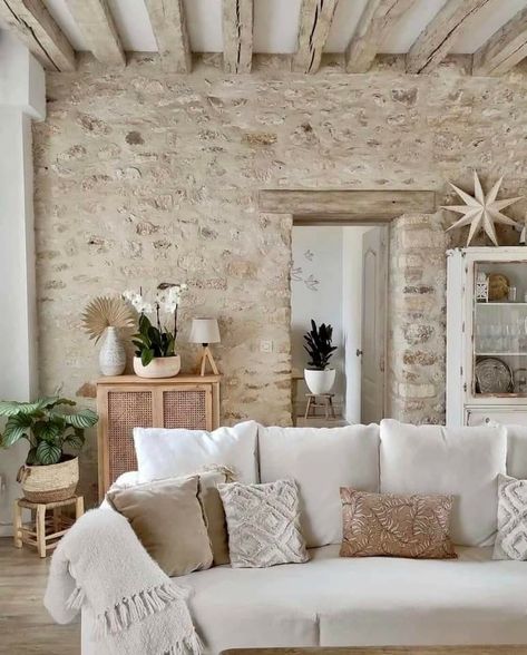 White Couch, Sitting Room Design, Old Stone Houses, Belgian Style, Cottage Living Rooms, French Country House, Cottage Living, Stone Houses, Corfu