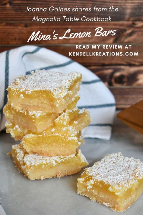 This Magnolia Table Cookbook recipe that Joanna Gaines shares with permission from her good friends mother is absolutely amazing! Read all about it at KendellKreations.com The Best Lemon Bars, Joanna Gaines Magnolia, Best Lemon Bars, Lemon Bars Easy, Shugary Sweets, Lemon Bars Recipe, Lemon Squares, Buttery Shortbread, Lemon Dessert Recipes