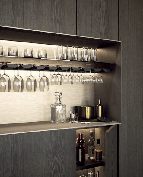 Closets & Complements - Adige Design Coin Bar, Home Bar Rooms, Modern Home Bar, Closet Systems, Luxury Bar, Be Single, Built In Bar, Home Bar Designs, Closet Lighting