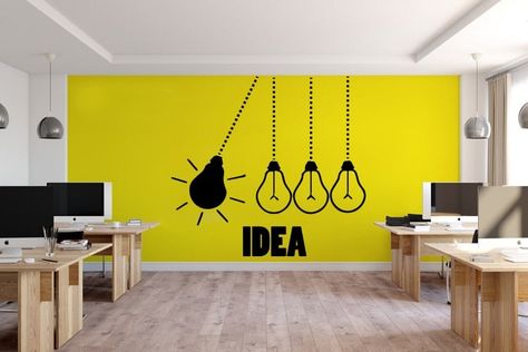 Business Art Murals, Office Wall Colors Business, Office Wall Stickers, Office Wall Painting, Office Decor Business, Office Stickers, Office Wall Graphics, Office Painting, Office Quote