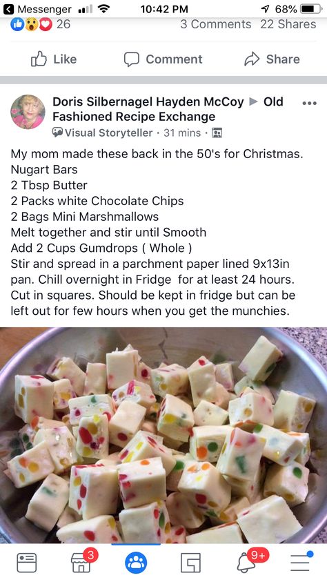 Nougat Recipe Easy, Nugget Bars, Cheap And Easy Desserts, 1960s Recipes, Nougat Bars, Nougat Recipe, Fudge Recipes Easy, Christmas Candy Recipes, Candy Recipes Homemade