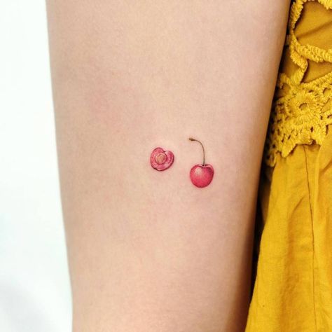 Cherry Tattoo Placement, Tattoo Placement Arm, Cherry Tattoo, Cherry Tattoos, Vegan Tattoo, Explore Tattoo, Awesome Tattoo, Sweet Tattoos, Badass Tattoos