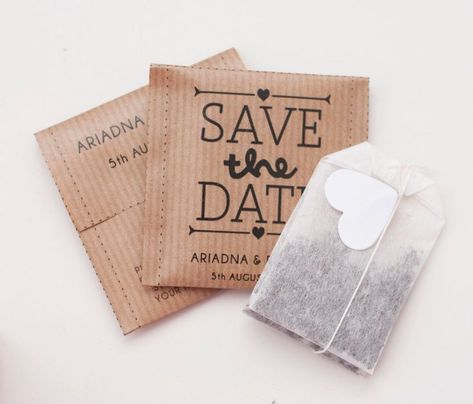 Cheap Save The Dates, Safe The Date, Funny Save The Dates, Save The Date Ideas, Tea Wedding Favors, Diy Save The Dates, Wedding Mementos, Unique Save The Dates, Save The Date Designs