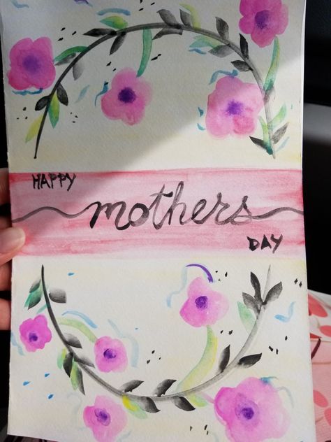 Happy Mother’s Day Painting, Mother's Day Painting Ideas Canvases, Mother's Day Painting Watercolor, Mother’s Day Painting Ideas Butterfly, Mother’s Day Cards Handmade Watercolor, Mother’s Day Homemade Cards Watercolor, Wreath Watercolor, Mothers Day Cards, Pictures To Draw