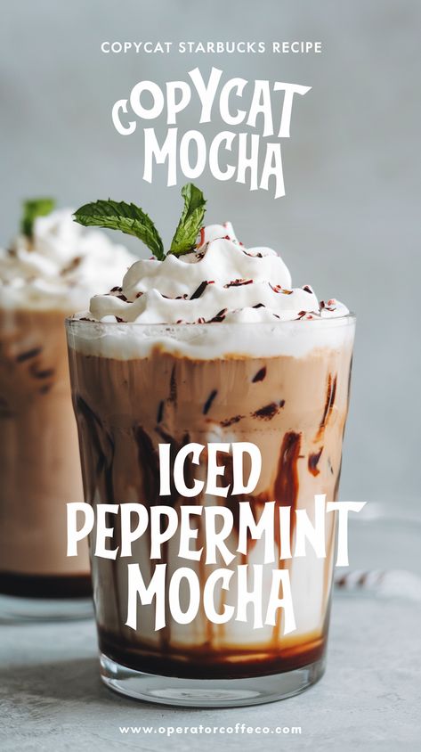 Taste: Rich chocolate with a refreshing peppermint twist. Ingredients: Espresso, mocha sauce, peppermint syrup, milk, ice, whipped cream. Peppermint Coffee Starbucks, Peppermint Cold Brew Starbucks, Peppermint Mocha Syrup Recipe, Iced Peppermint Mocha Recipe, Peppermint Iced Coffee, Winter Coffee Drinks, Mocha Syrup Recipe, Iced Peppermint Mocha, Starbucks Iced Coffee Drinks