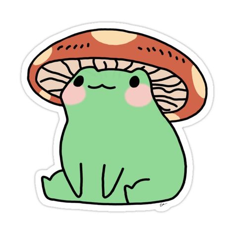 Decorate laptops, Hydro Flasks, cars and more with removable kiss-cut, vinyl decal stickers. Glossy, matte, and transparent options in various sizes. Super durable and water-resistant. JUST LOOK AT HIS HAT Cold Places, Mushroom Frog, Mushroom Hat, Frog Drawing, Arte Van Gogh, Frog Design, Frog Art, Cute Animal Drawings Kawaii, Cute Doodles Drawings