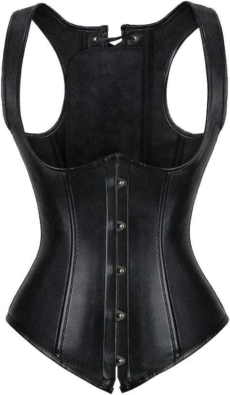 Amazon.com: frawirshau Women's Lace Up Boned Overbust Corset Vest Lingerie Bustier Costume Top Black 6XL: Clothing, Shoes & Jewelry Corset Vest, Leather Bustier, Steampunk Corset, Corset Bustier, Overbust Corset, Underbust Corset, Waist Cincher, Bustiers, Strap Tops