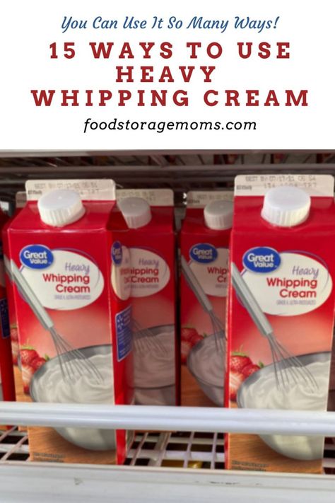 15 Ways to Use Heavy Whipping Cream - Food Storage Moms Recipes Using Whipping Cream, Heavy Cream Recipes, Cream Desserts Recipes, Whipped Cream Desserts, Creamy Pasta Sauce, Creamy Salad Dressing, Recipes With Whipping Cream, Whipped Cream Frosting, Savory Dishes