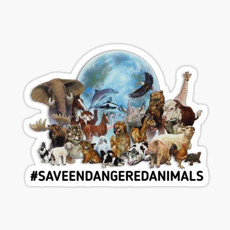 "Save The Animals - Save Endangered Animals " Sticker for Sale by Tema01 | Redbubble Endangered Animals Art, Endangered Animals Project, Animals Stickers, Pet Mice, Animals Art, Endangered Animals, Animal Projects, Animal Stickers, The Animals