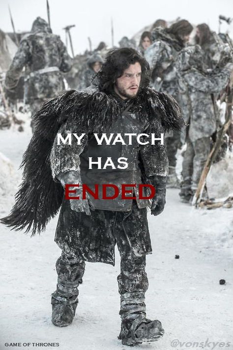 My watch has ended - Jon Snow (Game of Thrones S06E03) #NoMoreLordCommander #areyoushittingme Game Of Thrones Costumes, Valar Dohaeris, John Snow, Game Of Thrones Tv, Fire And Blood, Nights Watch, Cersei Lannister, Gra O Tron, Games Of Thrones